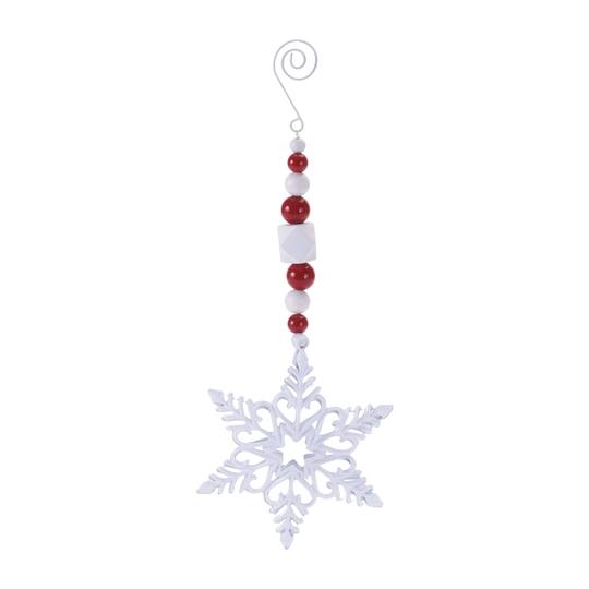 Melrose 9.75" Red & White Snowflake Drop Ornaments Set